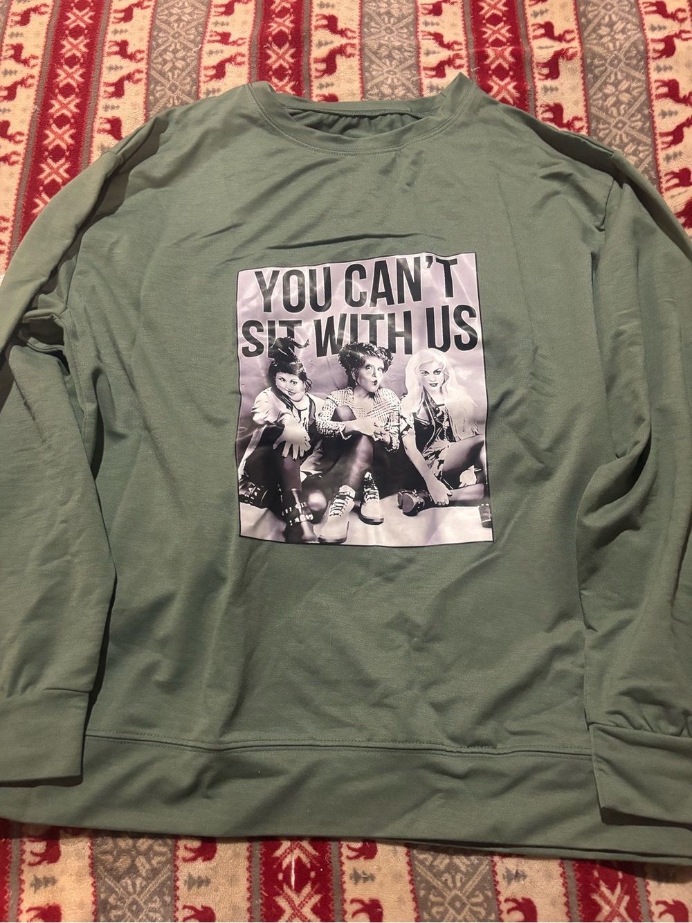 Woman’s Hocus Pocus Green Graphic Crewneck Sweatshirt - You Can't Sit With Us